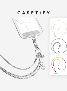 CASETiFY 手机背带 银白珠饰/彩虹星星/金属爱心/丹宁牛仔风/金色 适用于iPhone全系列 单肩斜挎斜背带便携