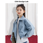 女童水洗牛仔外套2026春季新款儿童时髦复古设计感双拉链休闲上衣