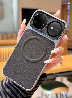 高级荔枝纹适用华为nova15ultra手机壳磁吸肤感银灰色nova15Pro保护套全包硬壳防摔nova15ultra超薄简约