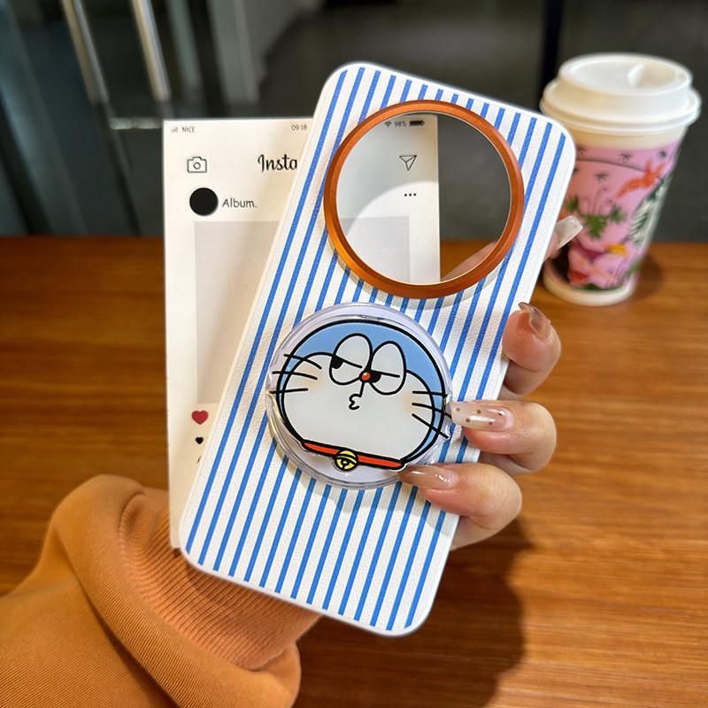 高级磁吸适用华为mate80pro手机壳蓝条纹mate80保护套全包防摔mate80promax软边卡通可爱磁吸气囊支架