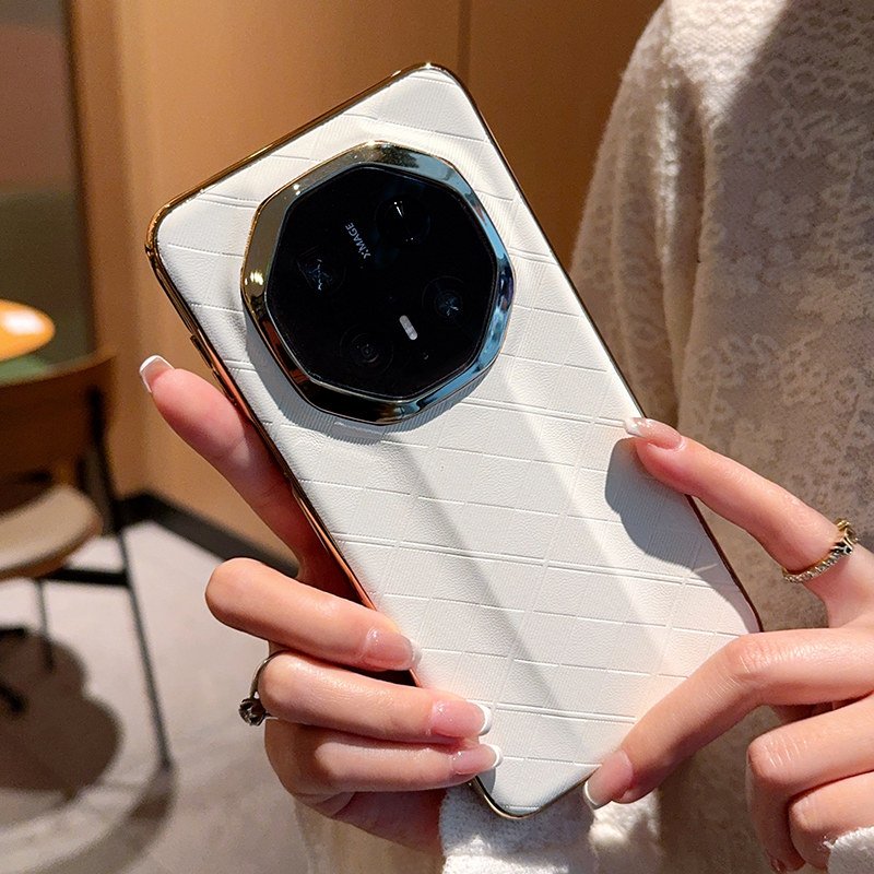 高级菱纹适用华为mate70rs非凡大师手机壳电镀皮纹mate70RS保护套全包防摔高档男女简约黑白色轻奢
