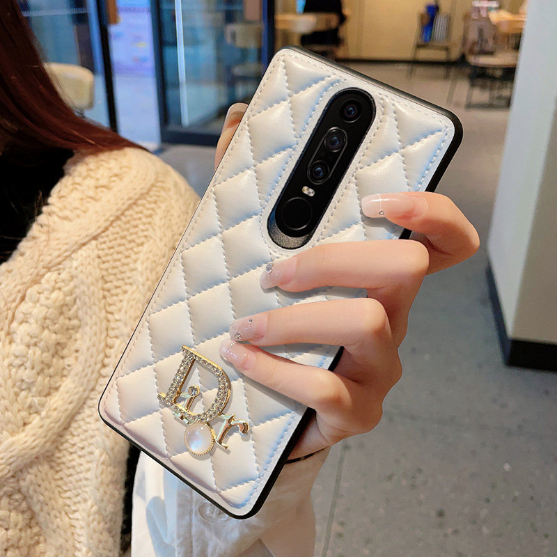 日韩DR菱格小香风适用华为maters手机壳皮纹奢华女maters保时捷保护套硅胶软边防摔菱格高档轻奢网红女款