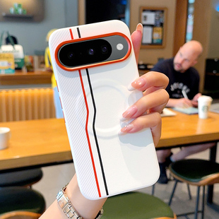 ins创意线条拼色适用谷歌Pixel10手机壳皮纹磁吸新款简约Pixel10Pro保护套金属镜头Pixel10A全包防摔硅胶软边