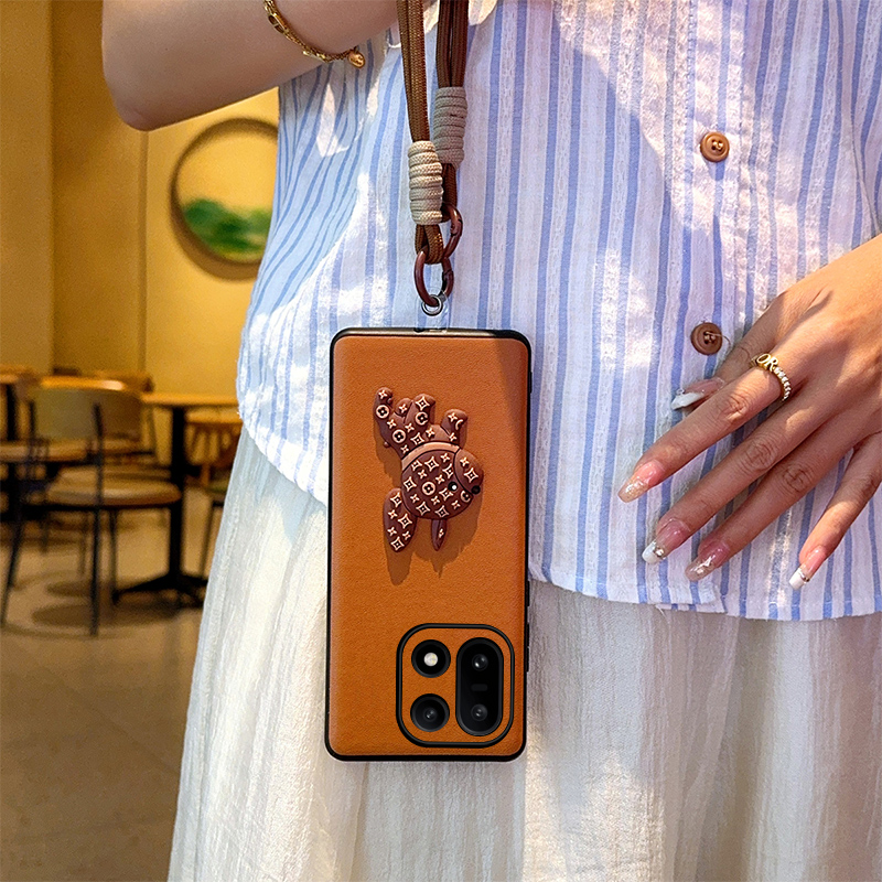 创意老花狗狗适用一加15手机壳皮纹全包软边一加15保护套全包防摔新款简约1+15时尚复古棕色手提挂绳