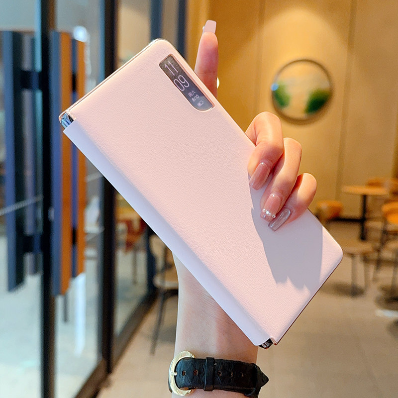 日韩原纹粉色适用小米MIXFold4手机壳皮纹MIXFold4保护壳全包翻盖皮套防摔创意少女粉升级网红ins风磁吸