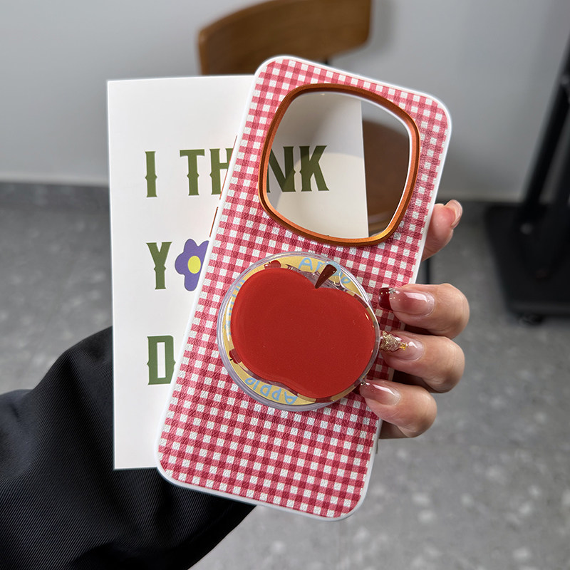 高级磁吸适用荣耀magic8保时捷手机壳红格纹magic8RSR保护套皮纹防摔magic7rsr保时捷卡通可爱磁吸气囊支架