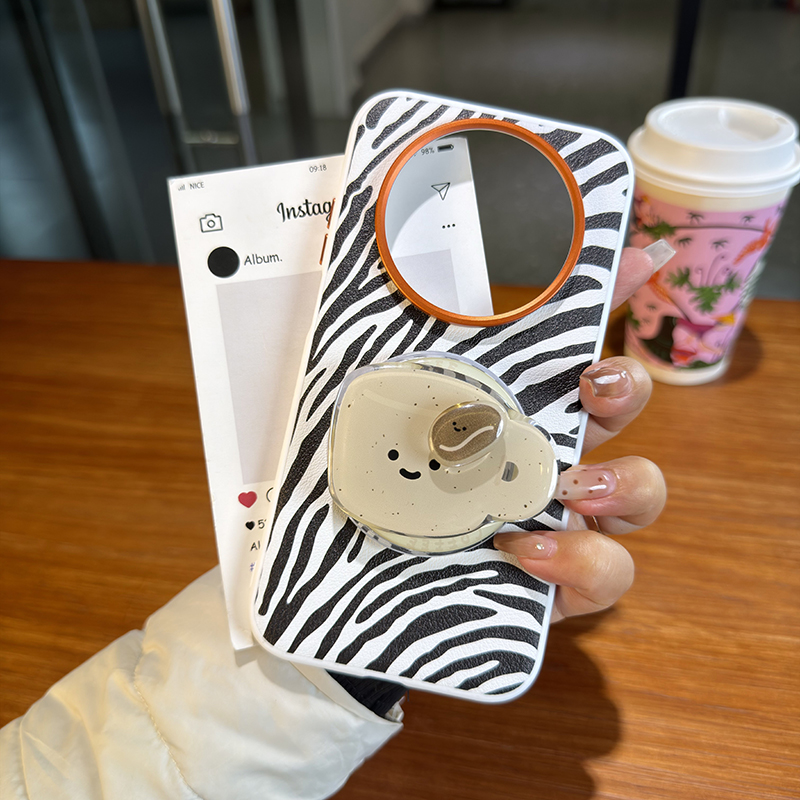 高级黑白斑马纹适用华为mate70air手机壳皮纹mate70AIR保护套全包防摔高档磁吸mate70磁吸支架个性创意