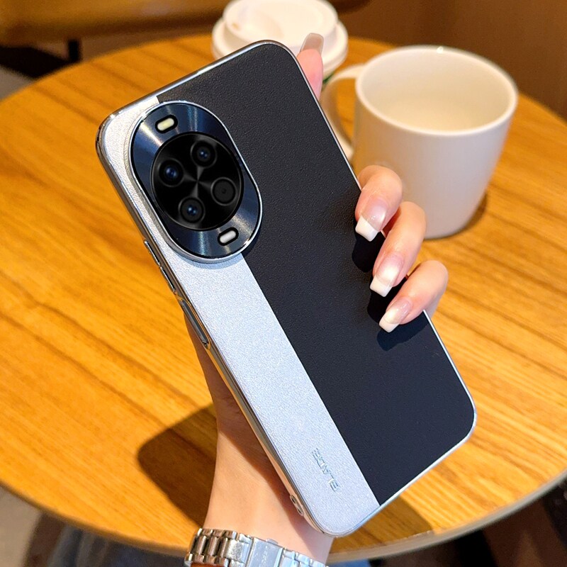 适用华为nova14手机壳电镀皮纹nova14pro保护套全包防摔nova14ultra高级拼接高档简约男女拼色轻奢