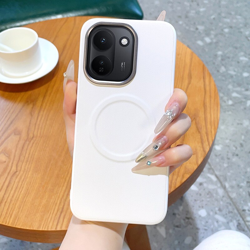 适用vivoY500i手机壳皮纹磁吸充电iQOOZ11保护套高级针孔纹iQOOZ11X全包防摔硅胶软边高档金属按键