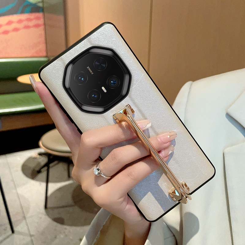 适用华为mate70RS手机壳蚕丝纹简约mate70RS非凡大师保护套全包防摔mate70RS高档方扣支架网红ins女款轻奢