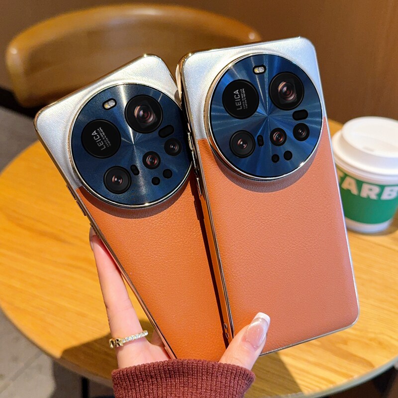 适用小米15ultra手机壳皮纹简约小米15ultra保护套防摔大漠银月电镀金色15ultra高级创意拼色男女新款高档