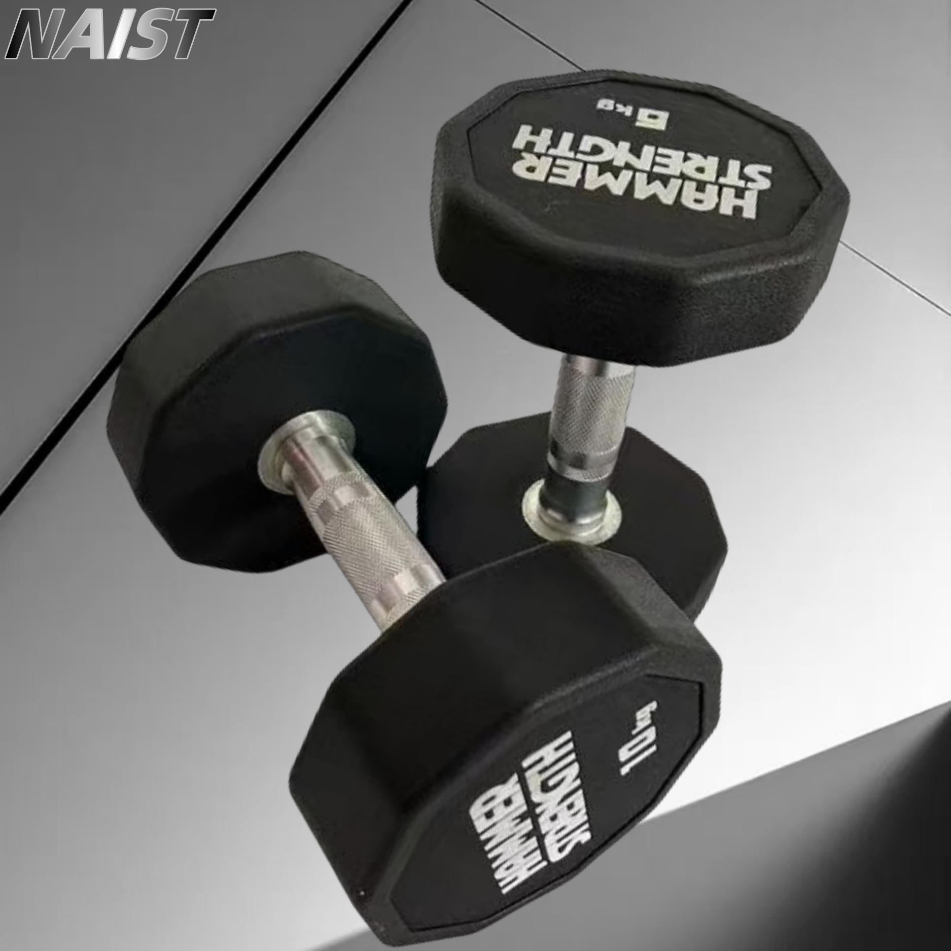 全新专业悍马PU哑铃纯钢专用包胶健身房男士商用家用十角固定新款