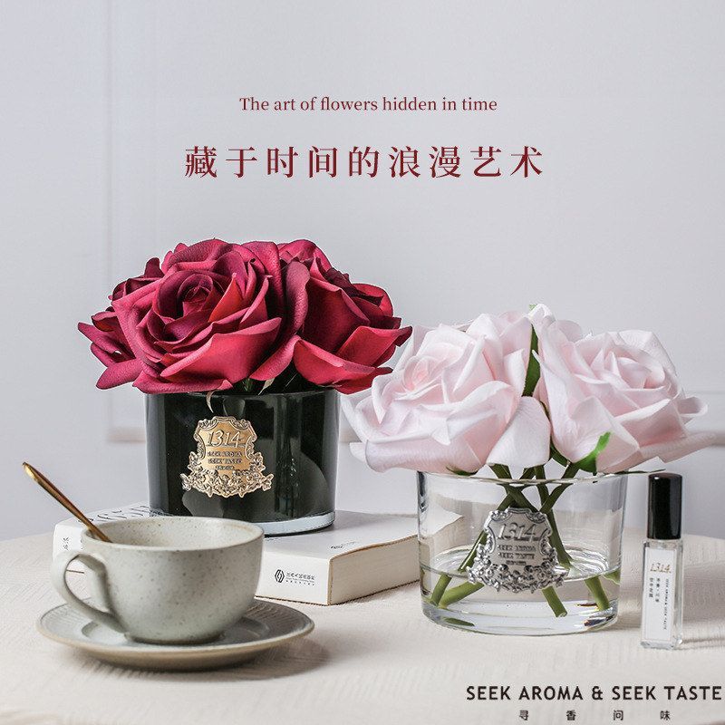 玫瑰无火香氛香薰仿真花室内持久卧室房间摆件高端商务礼品香味