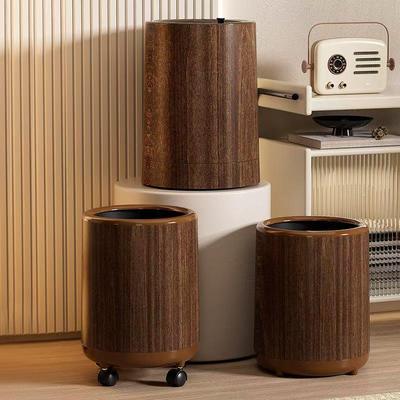 垃圾桶木纹款家用无盖收纳桶轻奢定制清洁桶带轮可移动厕所卫生桶