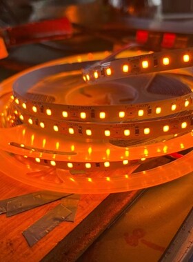 LED灯带防水高亮12V2835橙色24橘红色灯条高亮橙光汽车装饰背光源