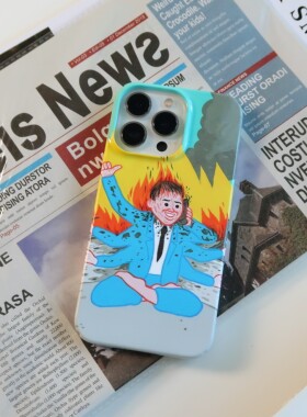 CASECIAGA14promax原创工作狂菲林手机壳全包趣味插画12pm硬壳11XR