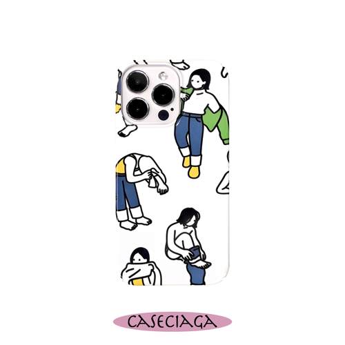 CASECIAGA14promax少女插画小众简约创意手机壳原创ins风亮面菲林壳苹果卡通全半包12pm硬壳13XR安卓