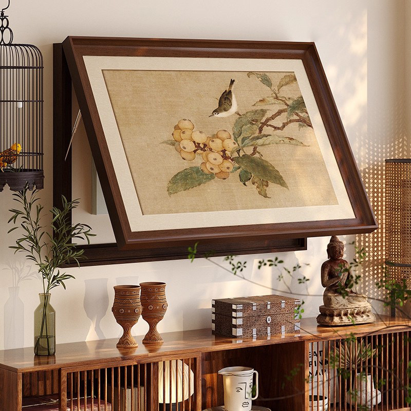 新中式电表箱装饰画宋氏美学电闸箱强弱电箱遮挡画墨竹山鸟玄关画