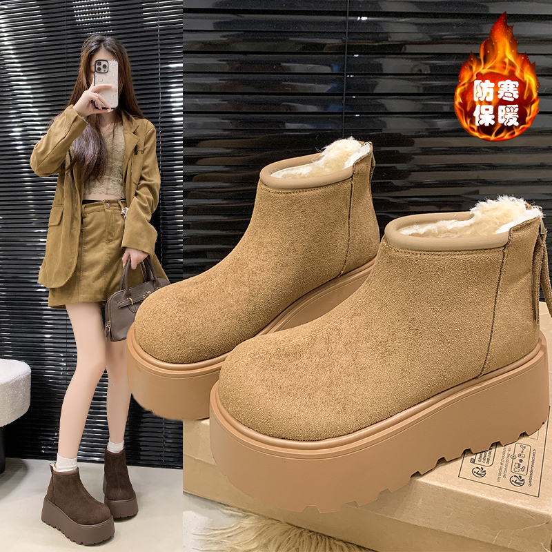 秋冬厚底增高勃肯鞋女马丁靴2025新款女鞋加绒保暖靴短靴子1125z