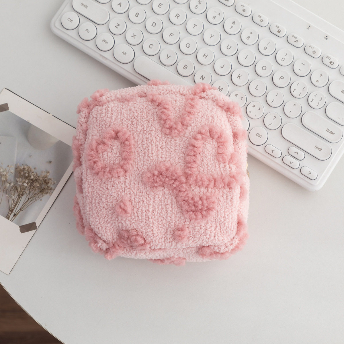 新款爱心羊羔绒卫生巾收纳包女便携高颜值姨妈巾包小号可爱月事包