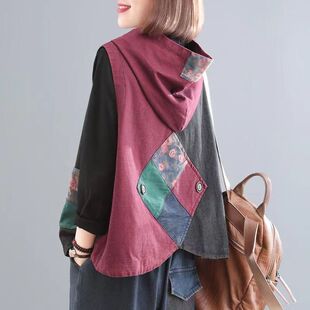 网红款新中式大码牛仔马甲外套女2025春秋季新款文艺复古民族风坎