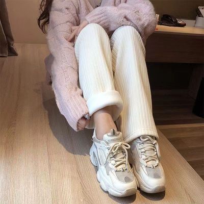 网红款尔腿女秋加绒感灯