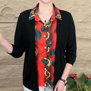 新尚妈装 网红款 质印假衬宽松显百搭上202季 时妈长袖 气花两件 5秋款