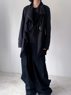 ACYCLIC中长款不对称双领风衣