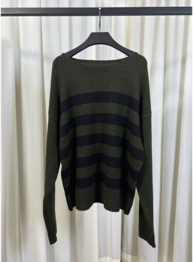 LOOXN珞循_基础线 条纹羊毛针织毛衣慵懒套头衫