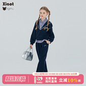 女大童海军领上衣裤 春装 子两件套 格纹学院风女童运动套装 小童木