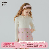 小童木 洋气中大童打底上衣 甜美花朵领女童针织毛衣秋冬2025新款