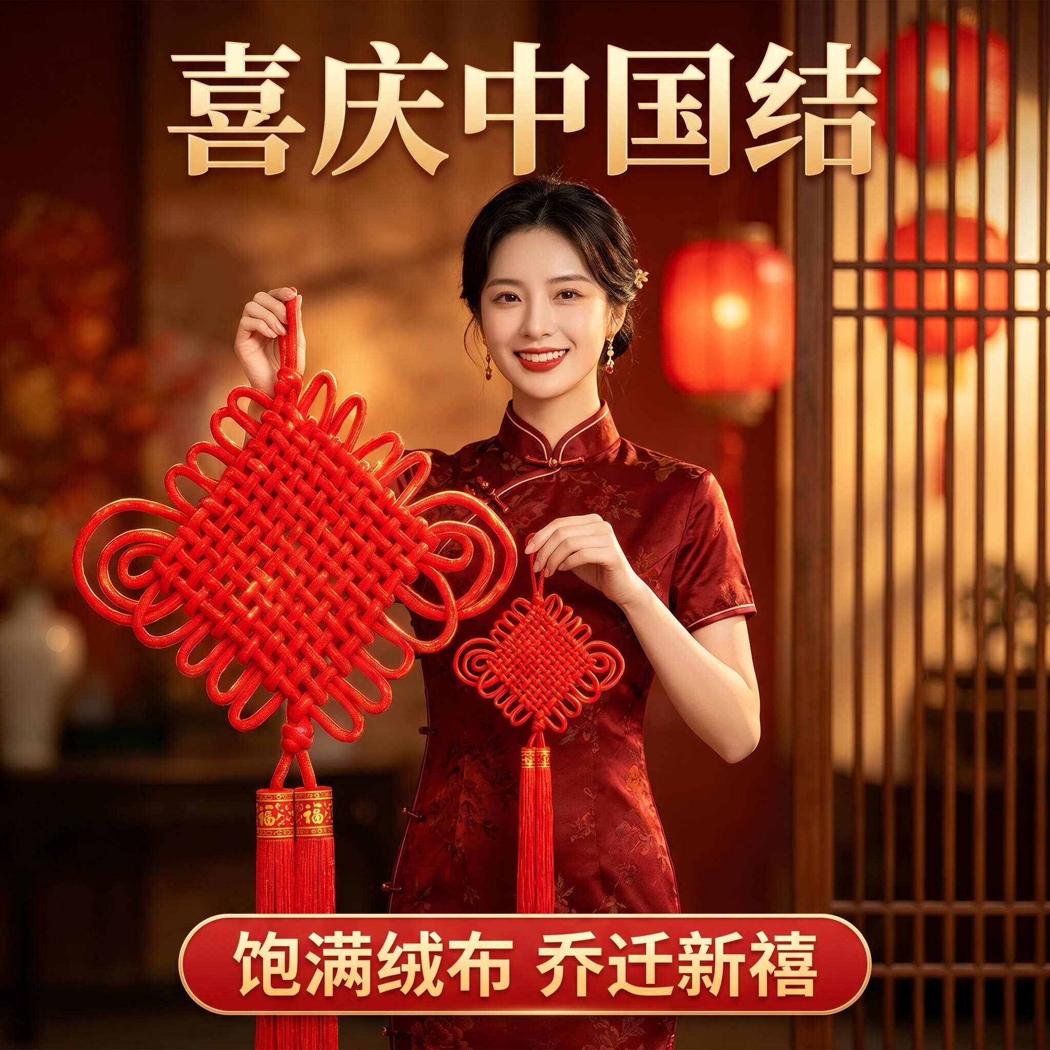 客厅玄关中国结挂件招财乔迁新房