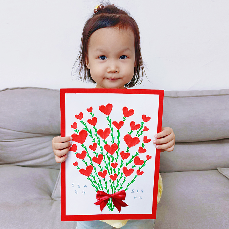 感恩节礼物手工diy粘土花束贺卡材料包幼儿园小朋友送给爸妈老师