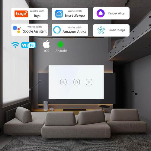 美规WiFi智能触摸调光开关面板alexa语音远程控制涂鸦APP智能开关