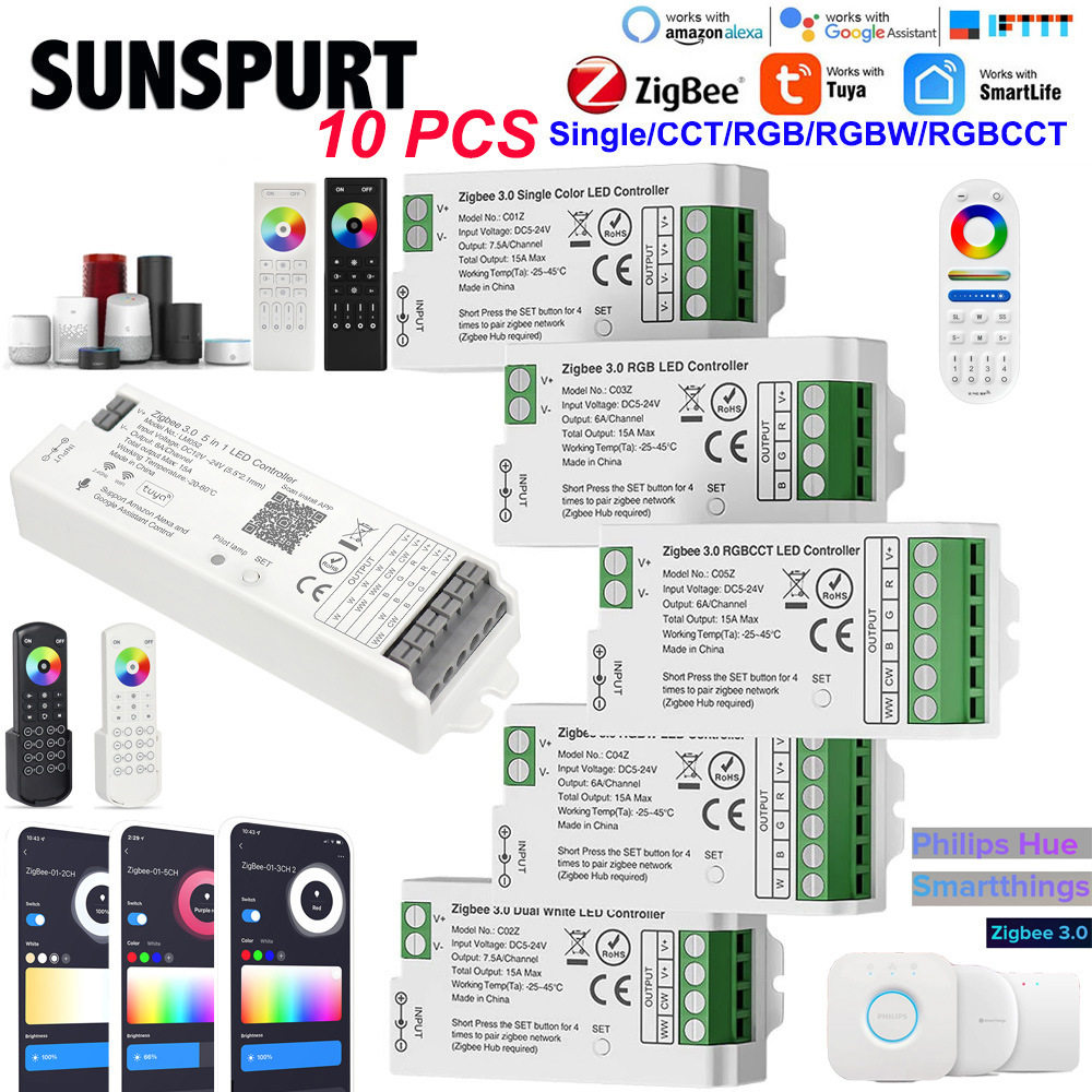 TUYA ZigBee3控制器LED灯带5合1智能APP涂鸦语音控制支持2.4G遥控,电子元器件市场,LED控制器,淘宝优惠券,粉丝福利购,淘宝优惠卷