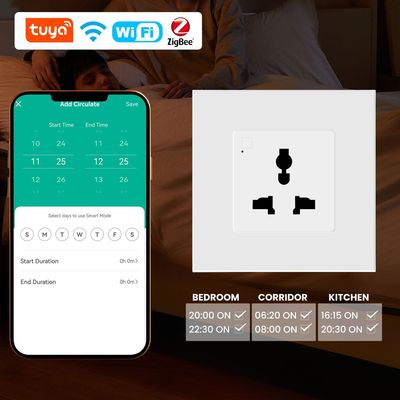 涂鸦Zigbee万能插座英/美/欧规语音控制定时无线Tuya智能三孔插座