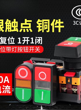 供应双键按钮开关 APBB双位带灯控制开关 自复位220V电源开关