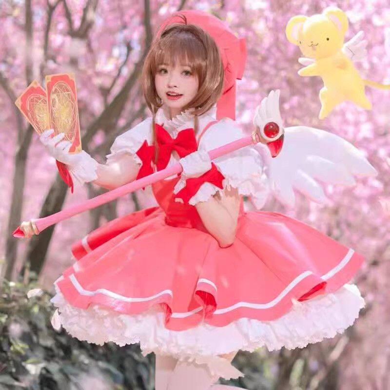 现货百变小樱COS服魔术卡Cosplay服魔卡少女樱木之本樱红白战斗服