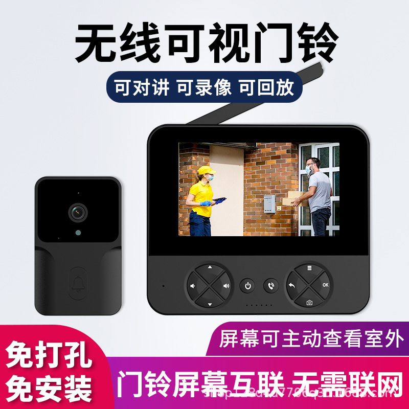 外贸爆款家用智能可视猫眼摄像头电子猫眼门镜带可视门铃主动唤醒