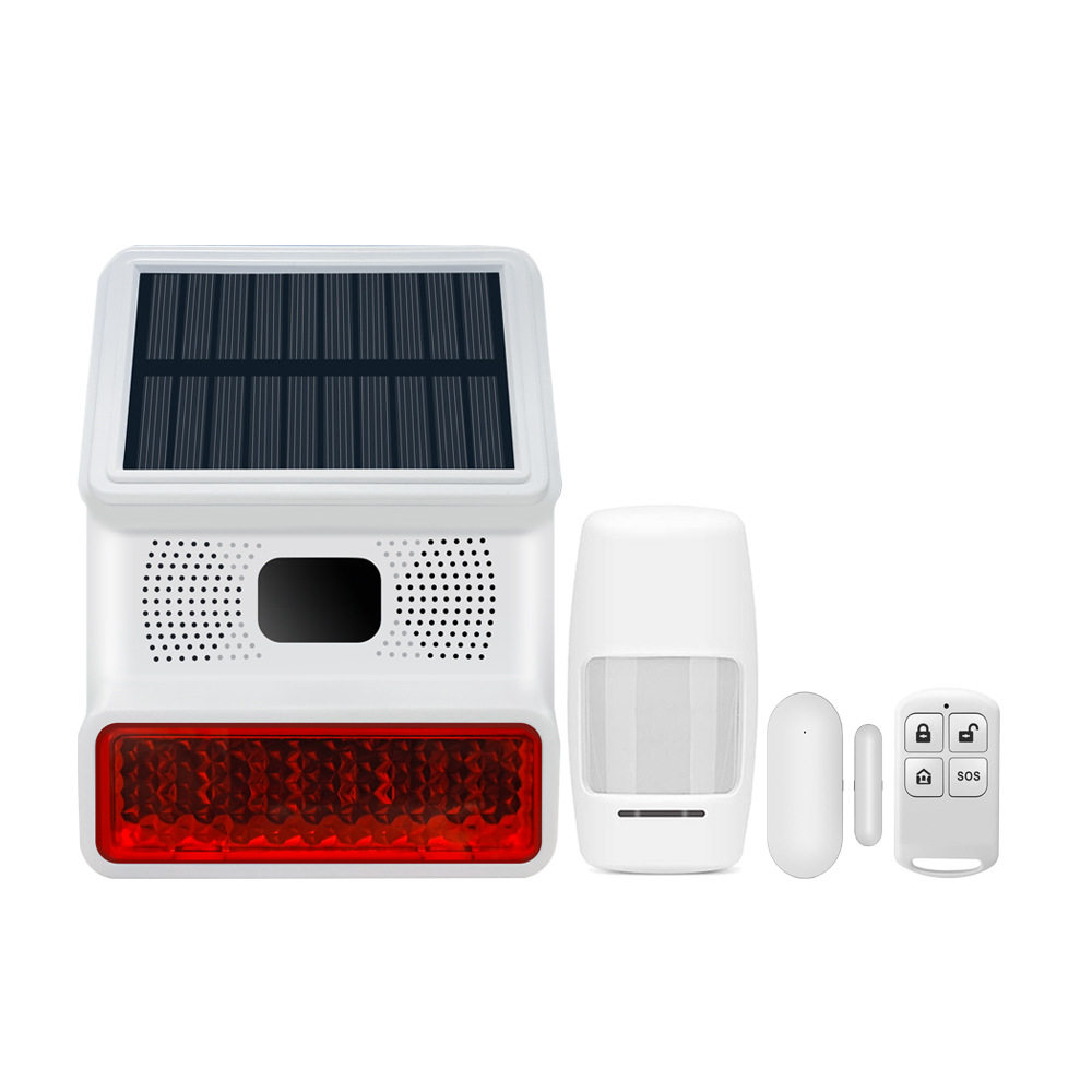 无线433MHZ太阳能声光警号 室外报警器喇叭户外警笛内置电池