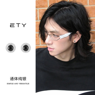 925純銀耳釘男養(yǎng)耳洞耳飾睡覺(jué)免摘簡(jiǎn)約圓形時(shí)尚 潮流耳環(huán) 爆款 新款