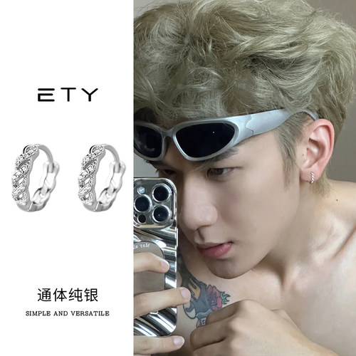 999纯银耳环男生新款耳饰