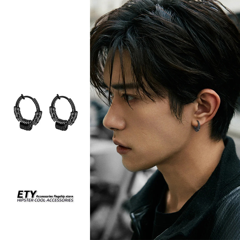 镂空耳夹男生冷淡风无耳洞耳环男时尚潮流小众独特艺术生痞帅耳饰