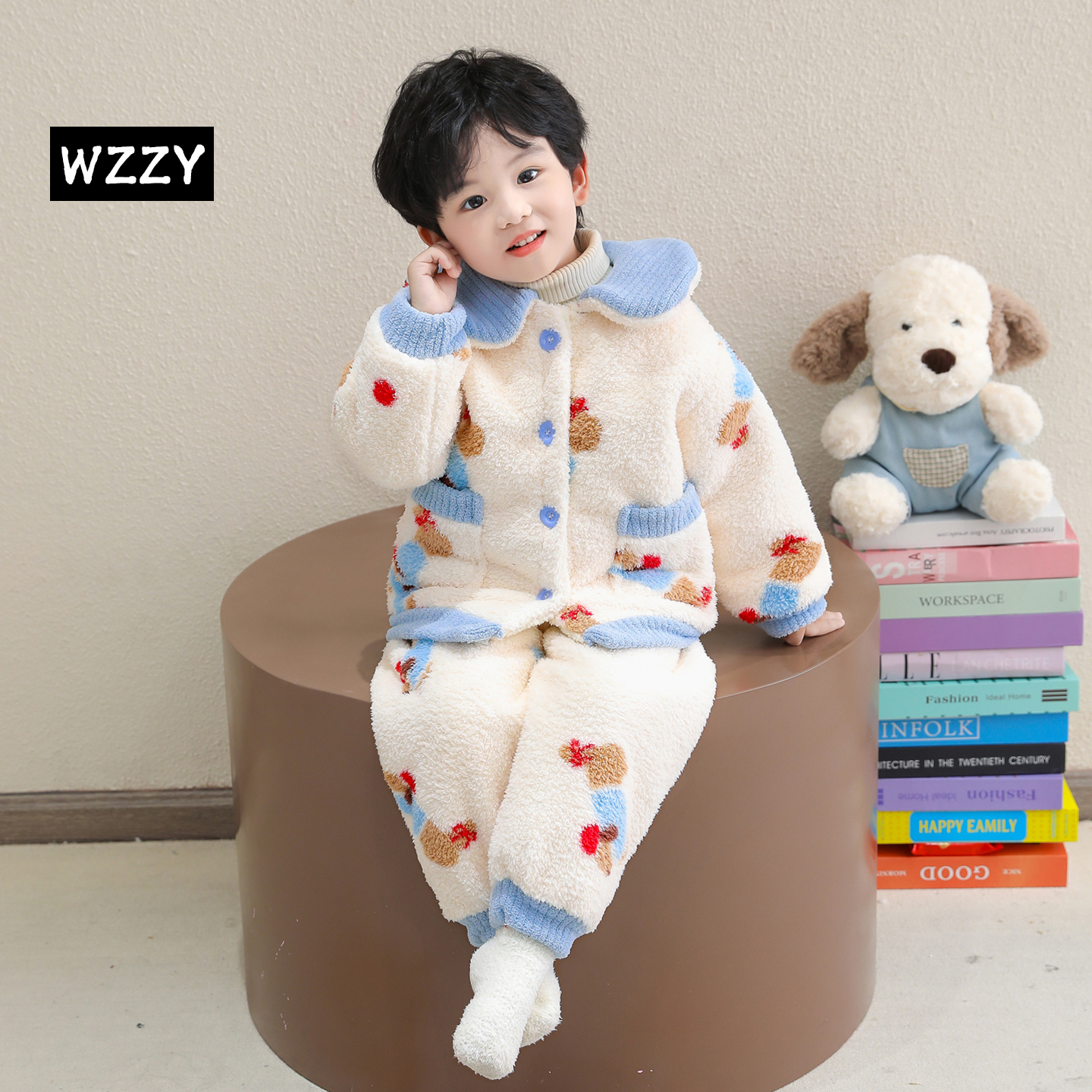 男童睡衣珊瑚绒秋冬款加厚2025新款男孩宝宝法兰绒套装儿童家居服