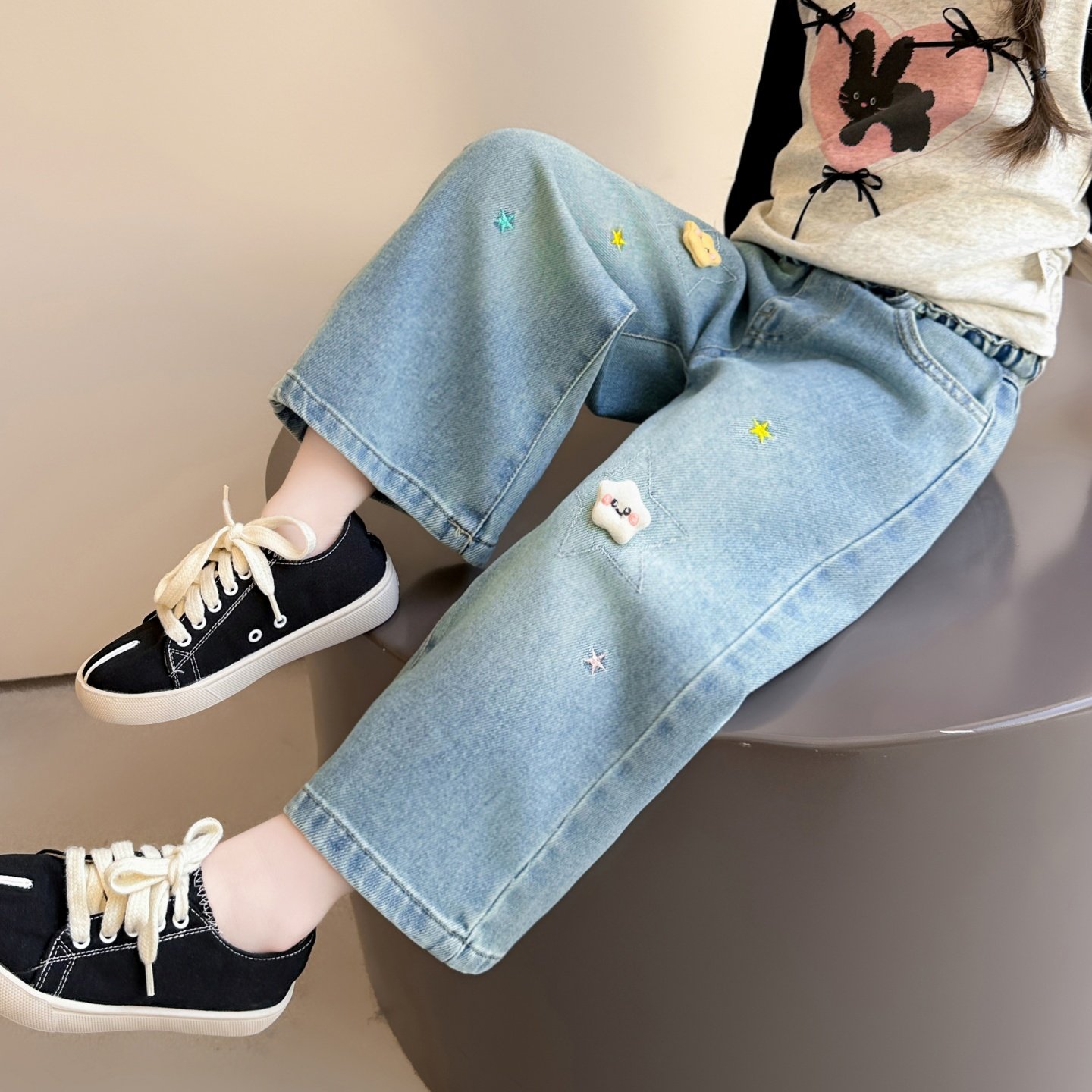 女童直筒牛仔裤春秋款2026新款时髦女孩休闲长裤春季百搭儿童裤子,童装/婴儿装/亲子装,裤子,淘宝优惠券,粉丝福利购,淘宝优惠卷