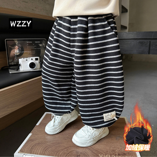 男童冬款加绒裤子韩版洋气儿童冬季一体绒小男宝束脚裤保暖灯笼裤