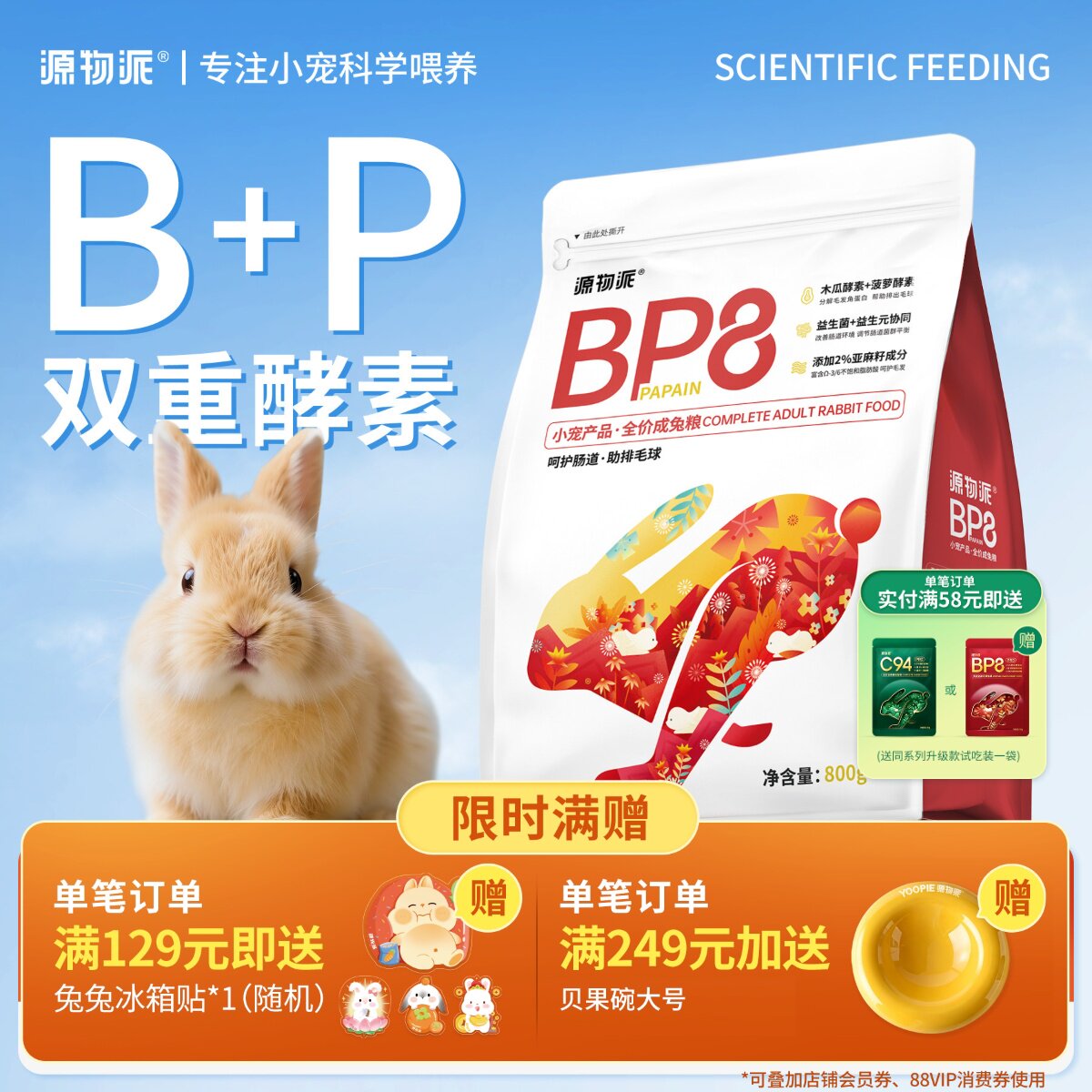 源物派BP8高纤兔粮双酵素助排毛图片