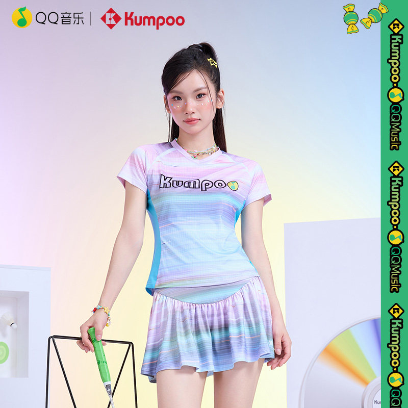 薰风&QQ音乐联名运动羽毛球服女款短袖透气排汗速干修身造型上衣