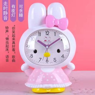 闹钟儿童学生卡通床头静音可爱创意卧室会说话多功能语音小闹钟