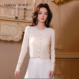 波嬉风圆领织带刺绣LOGO肌理感针织衫 新款 Wester2025春季 Maison